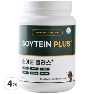 속편한 단백질 식물성 유당불내증 소이프로틴 쉐이크 대두단백 보충제 소이틴플러스 초코맛, 1kg, 4개