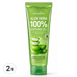 미라클레어 알로에베라 순도100% 무알콜 수딩젤 수분가득, 2개, 100ml