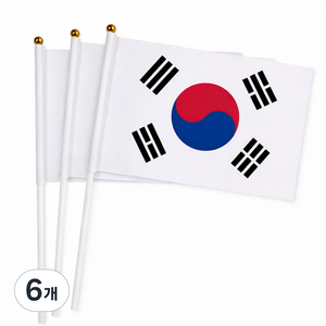 무네오 천수기 미니태극기 30cm x 20cm, 화이트, 6개