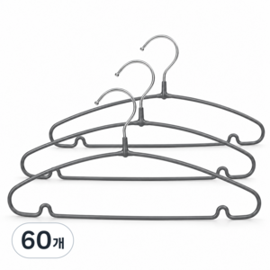 NOVALIVE 논슬립 PVC 코팅 철제 옷걸이 슬림형 그레이 40cm, 회색, 60개