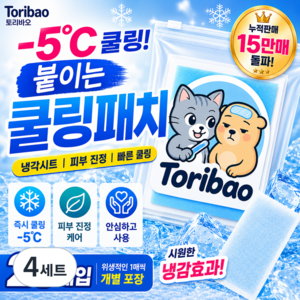 토리바오 개별포장 냉각시트 쿨링패치 붙이는 쿨패치 25매입, 4세트