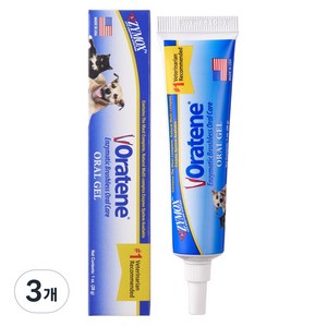 오라틴 안티셉틱 오럴 젤 강아지 고양이 구강 관리 치약, 28g, 3개