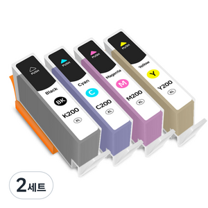 모노테크 삼성 호환잉크 세트 INK-K200, 2세트, 검정+파랑+빨강+노랑