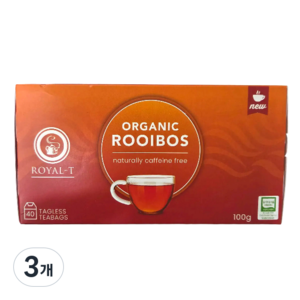 로얄티 오가닉 루이보스 40티백 허브차, 2.5g, 40개입, 3개