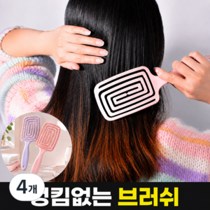 호담즈 젖은머리 엉킴완화 헤어브러쉬, 4개, 혼합색상