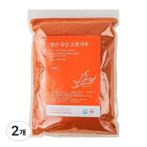 25년 햇 청년고춧가루 국산 보통맛 고운가루, 2개, 1kg