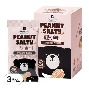 무가당 짜먹는 땅콩버터 스프레드 피넛솔티, 3박스, 200g