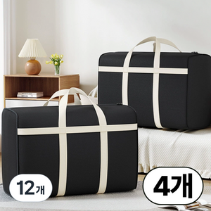 보보니 튼튼한 특대형 이사 이불 가방 박스 150L 4p, 12개, 블랙