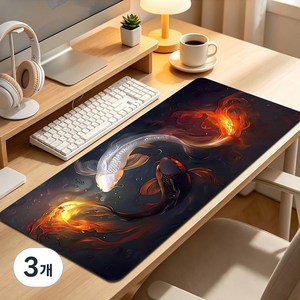 (태극어)마우스롱매트 컴퓨터테이블매트 대형마우스매트 900X400X3mm 고해상도 인쇄 미끄럼방지 사무용매트 게임매트, 3개, 혼색태극어