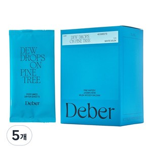 디베르 퍼퓸 건조기시트 화이트머스크향, 40매입, 5개