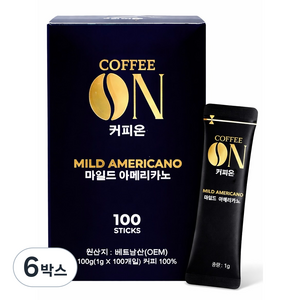 CoffeeOn 커피온 마일드 아메리카노 원두커피믹스, 6개, 100개입, 1g