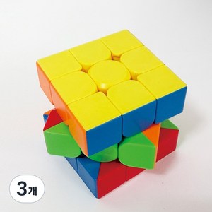 JL매직 IQ EQ가 좋아지는 큐브 블록맞추기 3x3큐브 매직큐브 컬러큐브 취미활동 부드러운그립감 일반컬러큐브, 3개, 혼합색상