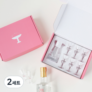 Baccus 고량주잔 분주기 선물 세트 - 빼갈잔 미니 중국술잔, 마오타이주잔, 2세트, 투명, 10ml(6p) 90ml(1p)