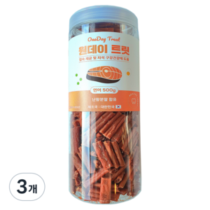 원데이트릿 강아지간식 대용량 노즈워크 훈련용 보상 저칼로리 국내산 저지방, 500g, 3개, 연어