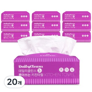 데일리클린스 천연펄프 뽑아쓰는 키친타올 3겹, 20개, 100매입