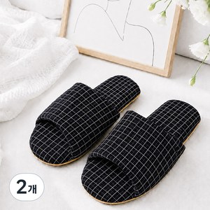 프랜베이 고급 거실화 층간소음 실내 슬리퍼, 2개, 블랙