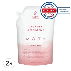 아이보브 고농축 세탁 유아 세제 무향 리필 1200ml, 1.2L, 2개