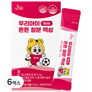 [1차오더 완판 기념 70%할인] 더데이 아기 유아 키즈 어린이 초등학생 청소년 비헴철 철분 영양제 우리아이 튼튼철분 액상, 6박스, 30회분