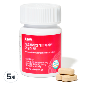 내과 전문의가 만든 키바 브로멜라인 헤스페리딘 고함량 파인애플 감귤 효소 이너뷰티 밸런스, 5개, 30정