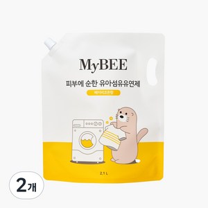 마이비 피부에순한 유아 섬유유연제 베이비코튼향 리필, 2.1L, 2개