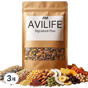 앵무새 배합 알곡사료 아비라이프 시그니처 플러스, 3개, 1kg