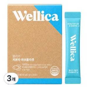 웰리카 초저분자 피쉬 어린콜라겐 펩타이드 300달톤 이너뷰티, 3개, 60g