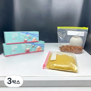 ProTap 스탠딩 슬라이드 지퍼백 밀봉팩 두꺼운 식품 보관 비닐백 파우치형, 3박스, 15개입