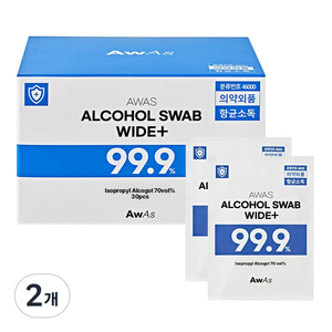 AWAS 일회용 이소프로필 알콜스왑 와이드 대형, 30매입, 2개