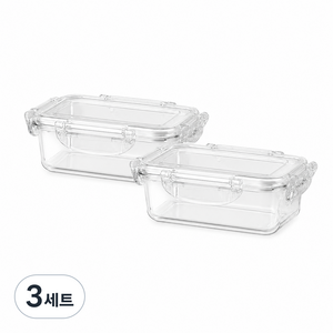 엔에프락 트라이탄 투명 밀폐용기 직사각 450ml 3호 2P 세트, 3세트