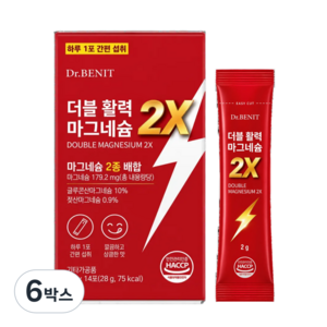 더블 활력 젖산마그네슘 식약처 인증, 6박스, 14회분