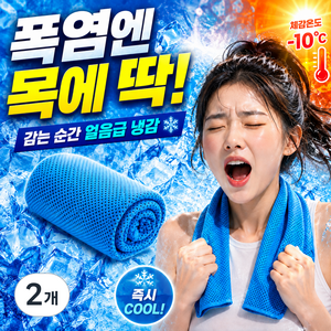 크라빅스 아이스 스포츠타올 쿨 타월 건식 수건 냉감 80 X 30cm, 블루, 2개