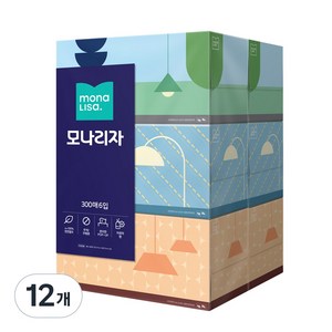 모나리자 천연펄프 미용티슈, 300매, 12개