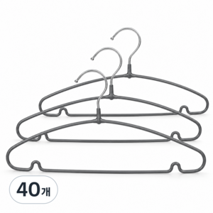 NOVALIVE 논슬립 PVC 코팅 철제 옷걸이 슬림형 그레이 40cm, 회색, 40개