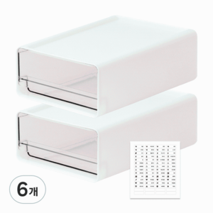 [1+1 할인] KC인증 데미무드 클리어창 팬트리 정리함 적층식, 6개, 화이트+투명