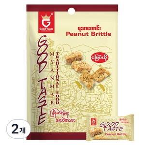 [Og마을] Peanut Brittle 땅콩강정 달지않은 크런치한 고소한 강정 천연재료 개별포장 영양간식, 2개, 210g