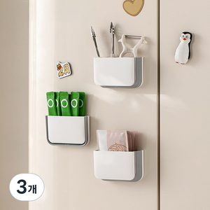 다이나토리 자석 간편 부착 접이식 수납함, 3개, 화이트