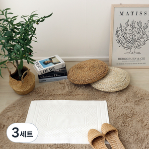 국산 야자수샵 발매트 2장 국내산 오코텍스 인증 원사사용 세척이 간편한 프리미엄 호텔 발수건, 3세트, 화이트 2장