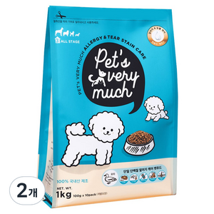 페츠베리머치 강아지사료 눈물사료 눈물자국 알러지 사료, 오리, 1kg, 2개