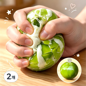 Zeviro 왁뿌볼 왁스 뿌시기 푹신한 스트레스볼, 2개, 73g, 그린포도