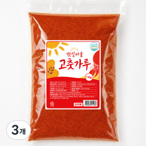 [햇살마을] 국내산 100% 김치용 고춧가루, 3개, 1kg
