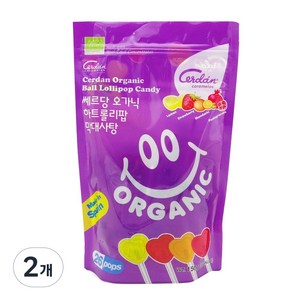 쎄르당 오가닉 하트롤리팝 유기농 막대사탕, 2개, 150g