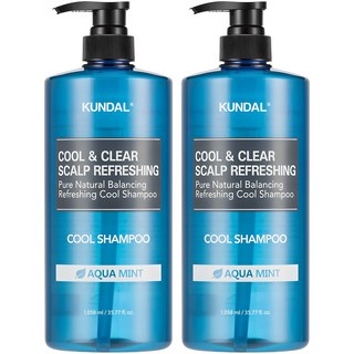 쿤달 쿨 앤 클리어 스칼프 리프레싱 샴푸 아쿠아민트향, 1.058L, 2개
