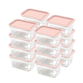 가쯔 심플쿡 냉동밥 도시락통 사각 전자렌지 용기 인디핑크, 16개, 600ml