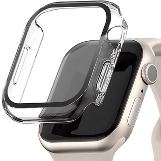 SINJIMORU Apple Watch 9H一體式滿版螢幕保護錶框, 透明, 1個