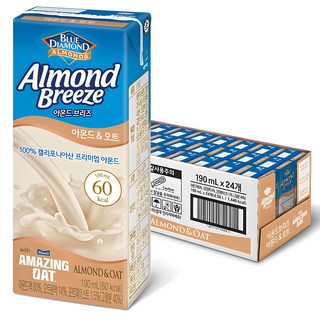 BLUE DIAMOND 藍鑽 Almond Breeze杏仁奶 杏仁燕麥口味, 190ml, 24入