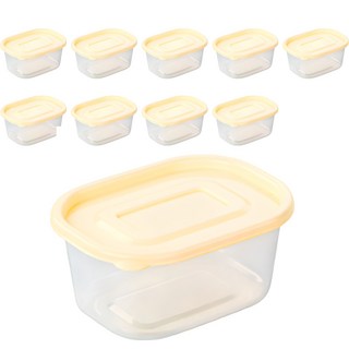 쿡앤락 사각 밀폐용기 아이보리, 10개, 500ml