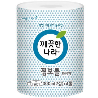 깨끗한나라 ECO 2겹 점보롤 화장지, 300m, 1개, 4롤