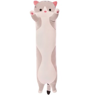 TCR 貓咪玩偶長抱枕, 灰色