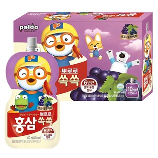 paldo 八道 孩童Pororo紅蔘飲 葡萄藍莓口味, 100ml, 10包