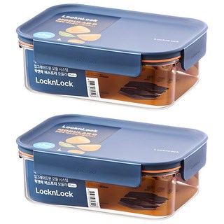 LocknLock 樂扣樂扣 Bisfree Modular Plus密封長方形保鮮盒 海軍藍, 2個, 910ml